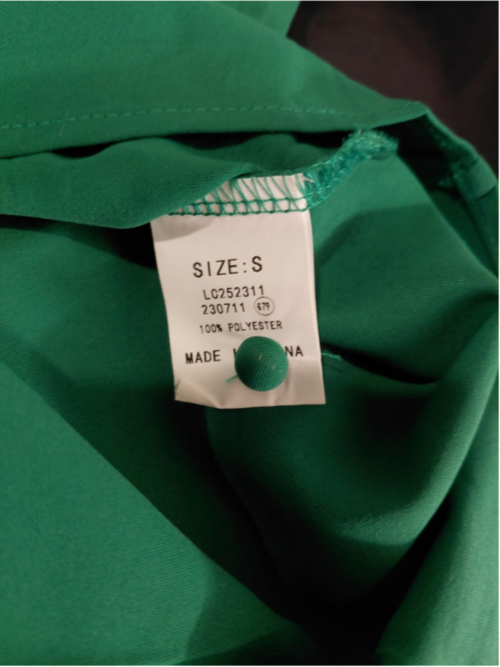 Ladies Small Dressy Tropical Kelly Green Front Tie Top Blouse - Picture 3 of 4
